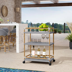 Butler Specialty Tobias Outdoor Rattan And Metal 3-tier Bar Cart – Chic Coastal Style For Your Patio And Porch Gray Aluminum,Polyethylene (Pe) Rattan 5651329-butler