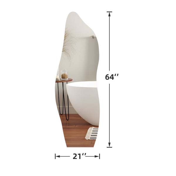 HomeRoots 64" Clear Abstract Frameless Accent Mirror - Modern Minimalist Design for Living Rooms & Offices 565132