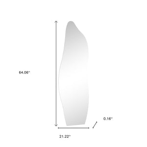 HomeRoots 64" Clear Abstract Frameless Accent Mirror - Modern Minimalist Design for Living Rooms & Offices 565132