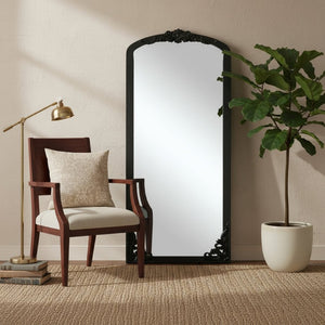HomeRoots 69" Black Solid Wood Full-Length Mirror - Sleek, Durable Design for Stylish Home Décor & Reflection 565133