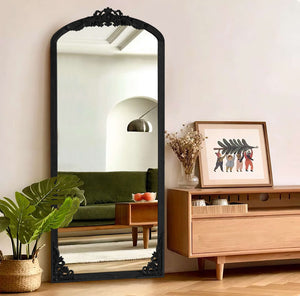 HomeRoots 69" Black Solid Wood Full-Length Mirror - Sleek, Durable Design for Stylish Home Décor & Reflection 565133