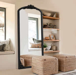HomeRoots 69" Black Solid Wood Full-Length Mirror - Sleek, Durable Design for Stylish Home Décor & Reflection 565133