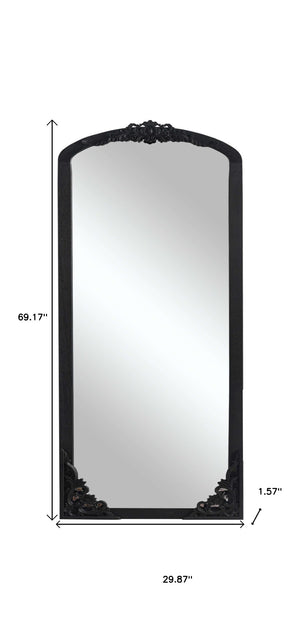 HomeRoots 69" Black Solid Wood Full-Length Mirror - Sleek, Durable Design for Stylish Home Décor & Reflection 565133