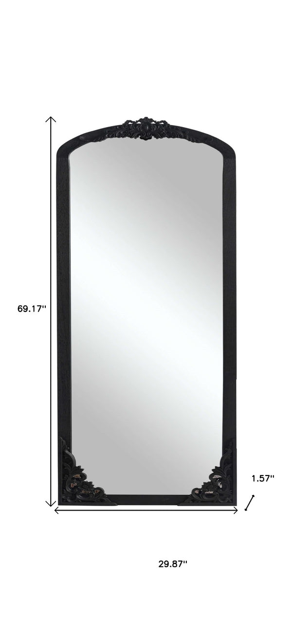 HomeRoots 69" Black Solid Wood Full-Length Mirror - Sleek, Durable Design for Stylish Home Décor & Reflection 565133