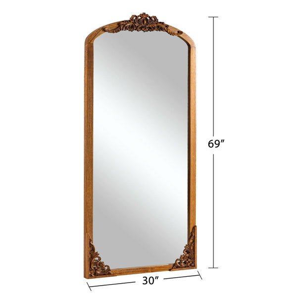 HomeRoots 69" Brown Full-Length Mirror with Solid Wood Frame - Elegant Design for Modern Spaces & Clear Reflection 565134