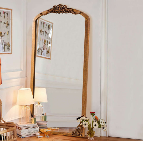 HomeRoots 69" Brown Full-Length Mirror with Solid Wood Frame - Elegant Design for Modern Spaces & Clear Reflection 565134
