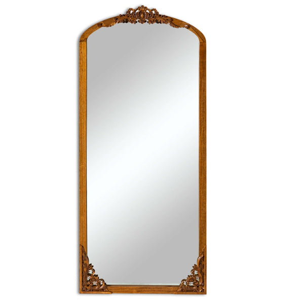 HomeRoots 69" Brown Full-Length Mirror with Solid Wood Frame - Elegant Design for Modern Spaces & Clear Reflection 565134