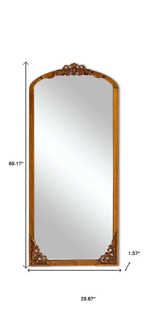 HomeRoots 69" Brown Full-Length Mirror with Solid Wood Frame - Elegant Design for Modern Spaces & Clear Reflection 565134
