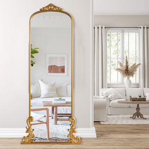 HomeRoots 68" Gold Metal Arch Full-Length Mirror - Elegant Wall-Mounted Design for Modern Spaces & Style 565136