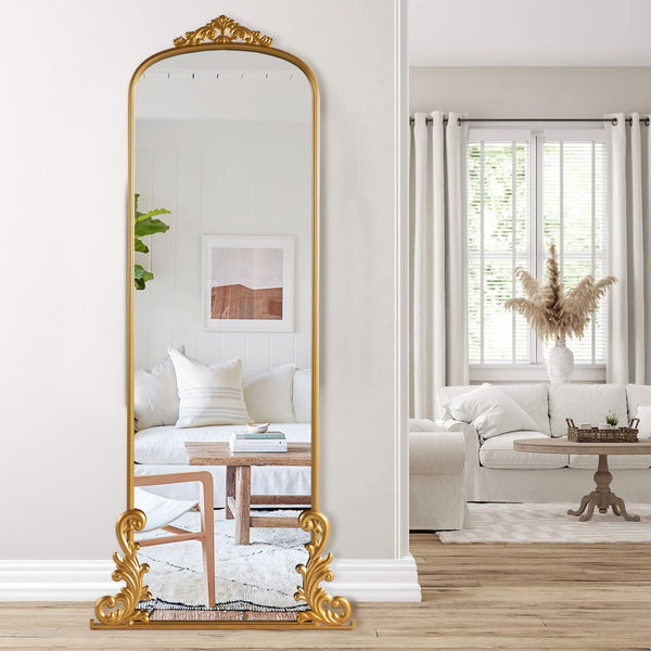 HomeRoots 68" Gold Metal Arch Full-Length Mirror - Elegant Wall-Mounted Design for Modern Spaces & Style 565136