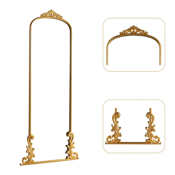 HomeRoots 68" Gold Metal Arch Full-Length Mirror - Elegant Wall-Mounted Design for Modern Spaces & Style 565136