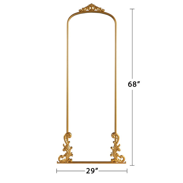 HomeRoots 68" Gold Metal Arch Full-Length Mirror - Elegant Wall-Mounted Design for Modern Spaces & Style 565136