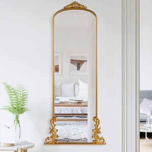 HomeRoots 68" Gold Metal Arch Full-Length Mirror - Elegant Wall-Mounted Design for Modern Spaces & Style 565136