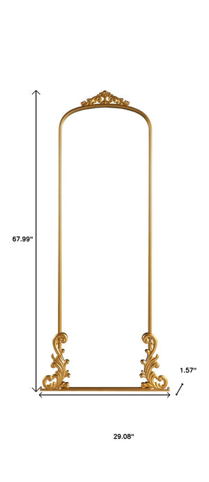 HomeRoots 68" Gold Metal Arch Full-Length Mirror - Elegant Wall-Mounted Design for Modern Spaces & Style 565136