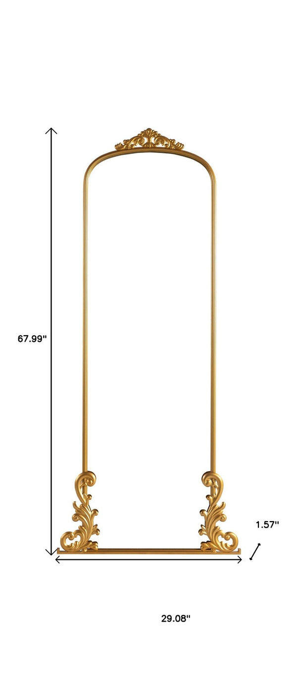 HomeRoots 68" Gold Metal Arch Full-Length Mirror - Elegant Wall-Mounted Design for Modern Spaces & Style 565136
