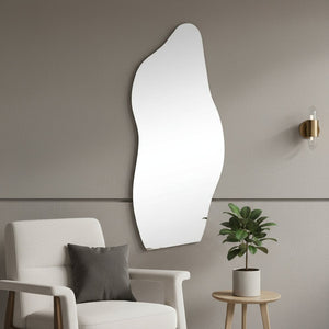 HomeRoots 71" Clear Abstract Frameless Accent Mirror - Modern Artistry for Brightening & Expanding Any Space 565137