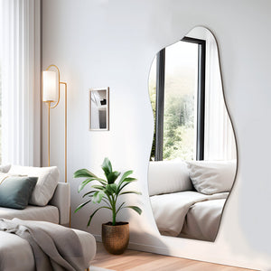 HomeRoots 71" Clear Abstract Frameless Accent Mirror - Modern Artistry for Brightening & Expanding Any Space 565137
