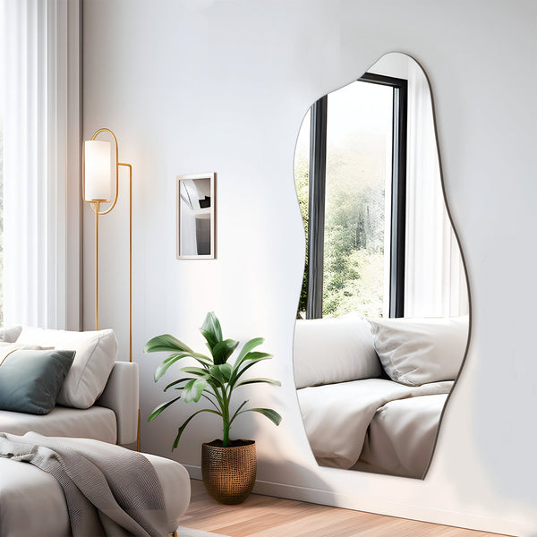 HomeRoots 71" Clear Abstract Frameless Accent Mirror - Modern Artistry for Brightening & Expanding Any Space 565137