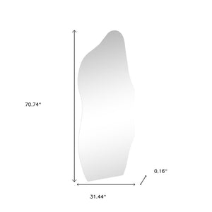 HomeRoots 71" Clear Abstract Frameless Accent Mirror - Modern Artistry for Brightening & Expanding Any Space 565137