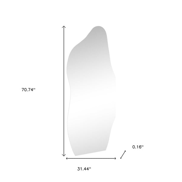 HomeRoots 71" Clear Abstract Frameless Accent Mirror - Modern Artistry for Brightening & Expanding Any Space 565137