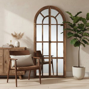 HomeRoots 71" Elegant Arched Full-Length Mirror with Solid Wood Frame - Perfect for Bedrooms and Entryways! 565138
