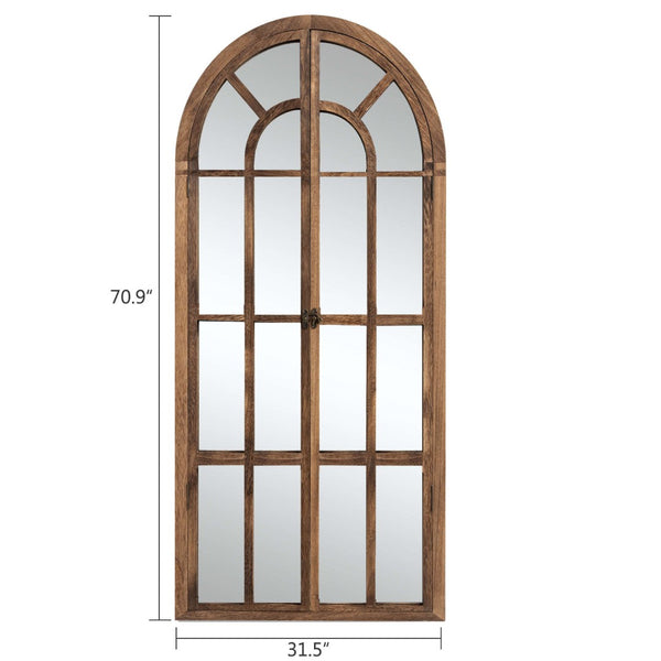 HomeRoots 71" Elegant Arched Full-Length Mirror with Solid Wood Frame - Perfect for Bedrooms and Entryways! 565138