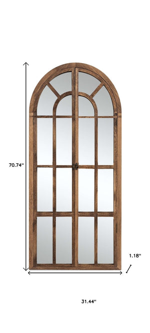 HomeRoots 71" Elegant Arched Full-Length Mirror with Solid Wood Frame - Perfect for Bedrooms and Entryways! 565138