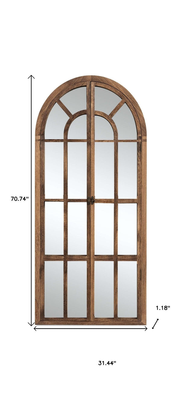 HomeRoots 71" Elegant Arched Full-Length Mirror with Solid Wood Frame - Perfect for Bedrooms and Entryways! 565138
