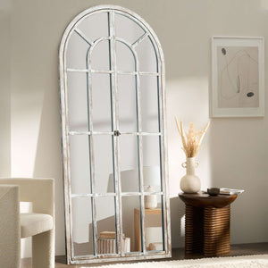 HomeRoots 71" Elegant White Solid Wood Arched Full Length Mirror - Premium Glass, Lightweight & Durable Design 565139