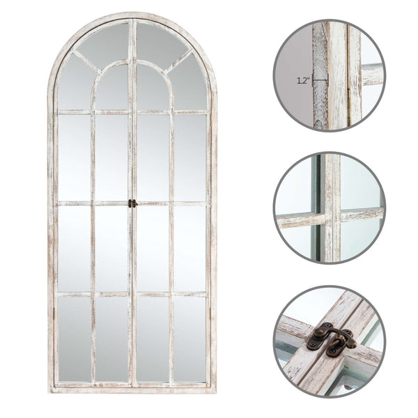 HomeRoots 71" Elegant White Solid Wood Arched Full Length Mirror - Premium Glass, Lightweight & Durable Design 565139