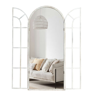 HomeRoots 71" Elegant White Solid Wood Arched Full Length Mirror - Premium Glass, Lightweight & Durable Design 565139