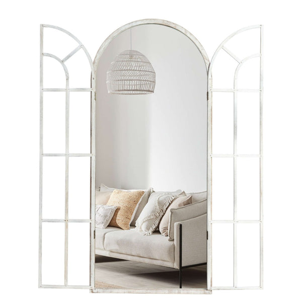 HomeRoots 71" Elegant White Solid Wood Arched Full Length Mirror - Premium Glass, Lightweight & Durable Design 565139