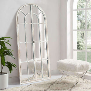 HomeRoots 71" Elegant White Solid Wood Arched Full Length Mirror - Premium Glass, Lightweight & Durable Design 565139