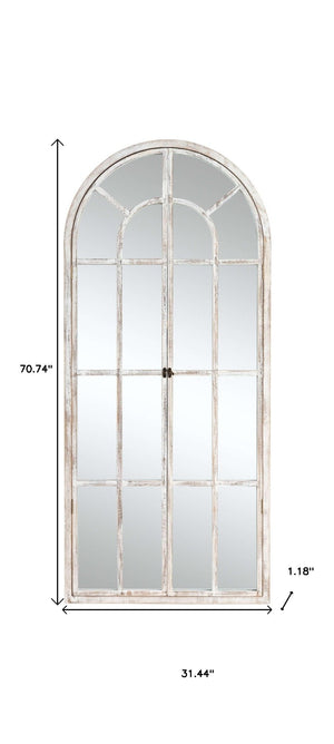 HomeRoots 71" Elegant White Solid Wood Arched Full Length Mirror - Premium Glass, Lightweight & Durable Design 565139