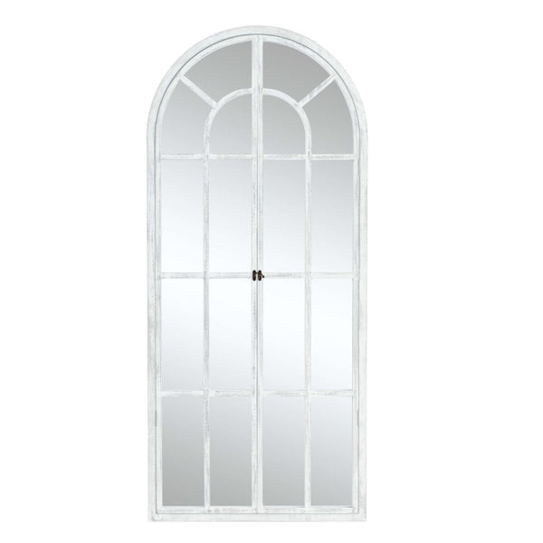 HomeRoots 71" Elegant White Solid Wood Arch Framed Full-Length Mirror for Brightening Spaces & Style 565140