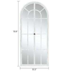 HomeRoots 71" Elegant White Solid Wood Arch Framed Full-Length Mirror for Brightening Spaces & Style 565140