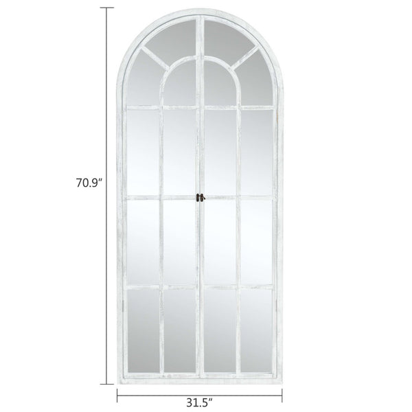 HomeRoots 71" Elegant White Solid Wood Arch Framed Full-Length Mirror for Brightening Spaces & Style 565140
