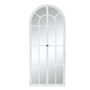 HomeRoots 71" Elegant White Solid Wood Arch Framed Full-Length Mirror for Brightening Spaces & Style 565140