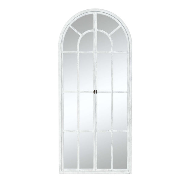 HomeRoots 71" Elegant White Solid Wood Arch Framed Full-Length Mirror for Brightening Spaces & Style 565140