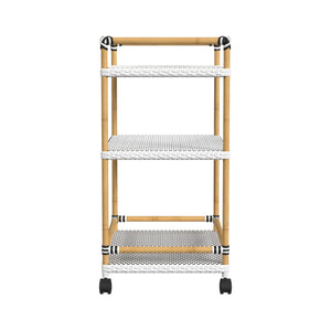 Butler Specialty Tobias Outdoor Rattan Bar Cart - Stylish 3-tier Serving Solution For Patios And Porches, Weather-resistant Black,Black And White,White,White And Black Aluminum,Polyethylene (Pe) Rattan 5651434-butler