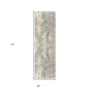 Homeroots 4' X 6' Beige And Gray Abstract Area Rug Beige Other Material 565150