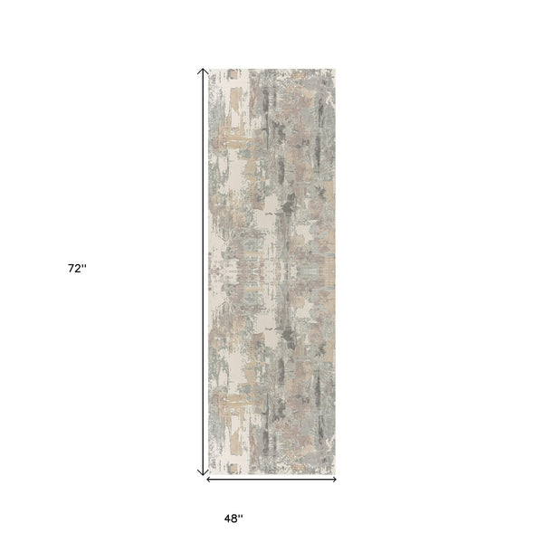 Homeroots 4' X 6' Beige And Gray Abstract Area Rug Beige Other Material 565150