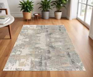 Homeroots 4' X 6' Beige And Gray Abstract Area Rug Beige Other Material 565150