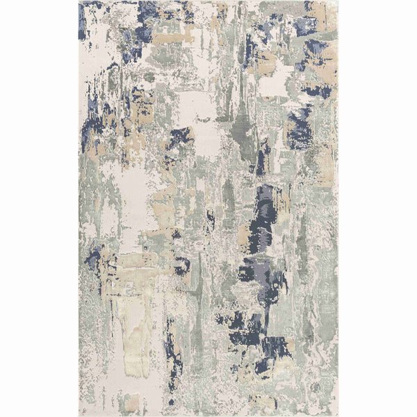 Homeroots 9' X 12' Blue And Gray Abstract Area Rug Blue Other Material 565152