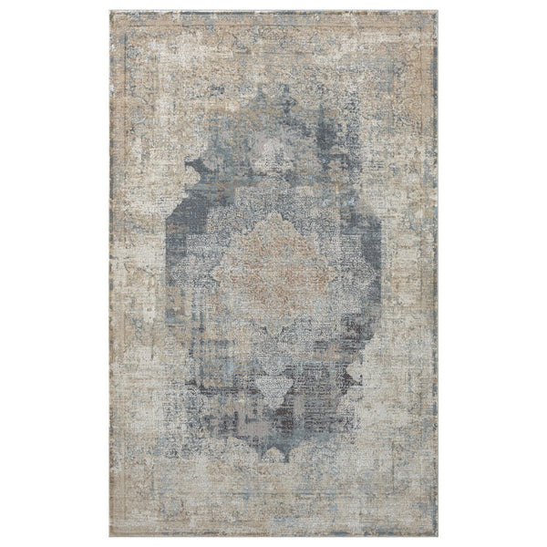 Homeroots 2' Beige And Gray Medallion Area Rug - Elevate Your Space With Sophisticated Style And Design 4' X 6' Viscose,Synthetic 565155