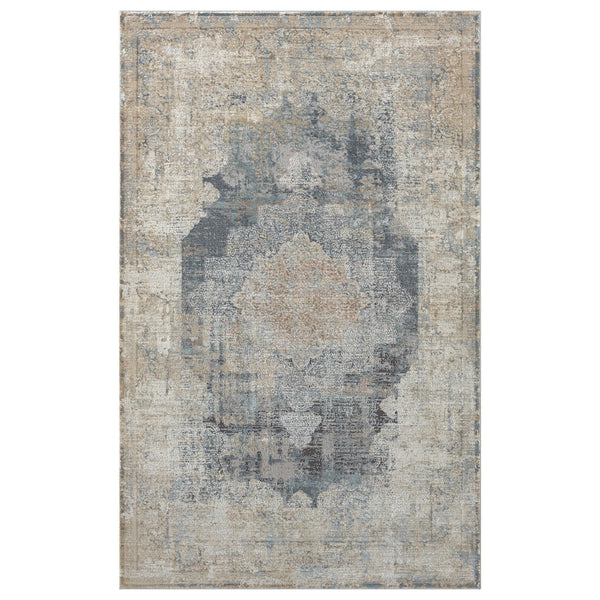 Homeroots 2' Beige And Gray Medallion Area Rug - Elevate Your Space With Sophisticated Style And Design 4' X 6' Viscose,Synthetic 565155