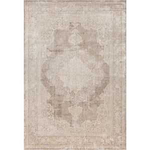 Homeroots 2' Beige And Gray Medallion Area Rug - Elevate Your Space With Sophisticated Style And Design 4' X 6' Viscose,Synthetic 565156