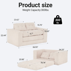 English Elm Loveseat Sofa Bed – Memory Foam Comfort, Convertible 2-In-1 Design, No Assembly, Corduroy Fabric Couch For Small Spaces And Guest Rooms (Beige) W2959P379135