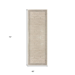 Homeroots 4' X 6' Beige And Gray Medallion Area Rug  Other Material 565162