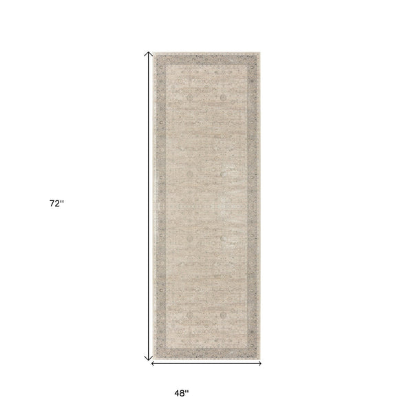 Homeroots 4' X 6' Beige And Gray Medallion Area Rug  Other Material 565162